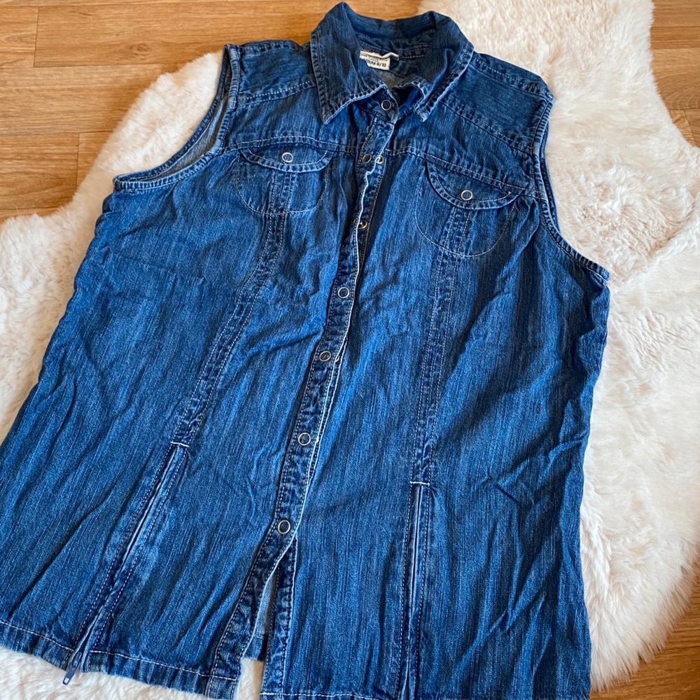 Cute jean sleeveless button up